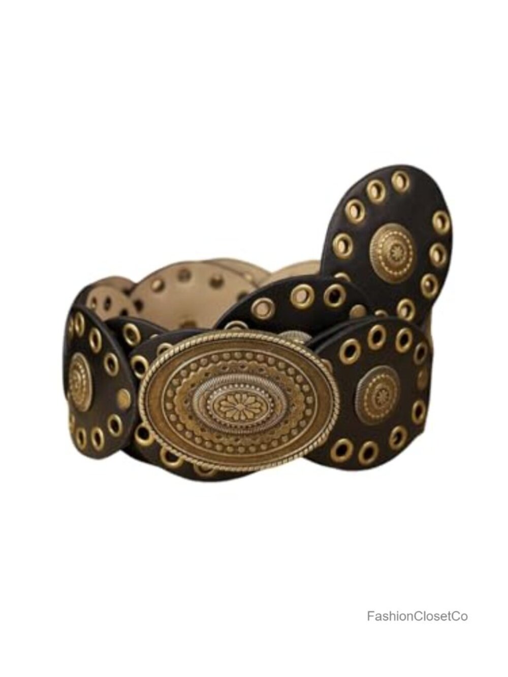 PU Leather Disc Belt Vintage Western Cowboy Waist Adjustable Women's